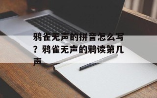 鸦雀无声的拼音怎么写？鸦雀无声的鸦读第几声