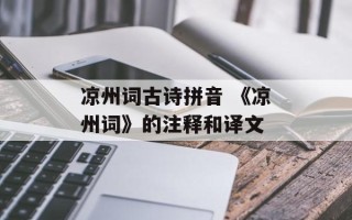 凉州词古诗拼音 《凉州词》的注释和译文