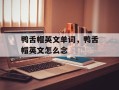 鸭舌帽英文单词，鸭舌帽英文怎么念