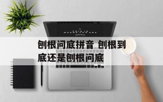 刨根问底拼音 刨根到底还是刨根问底