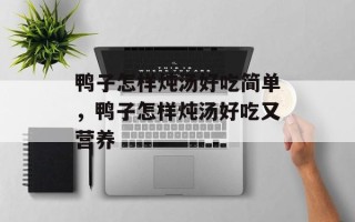 鸭子怎样炖汤好吃简单，鸭子怎样炖汤好吃又营养