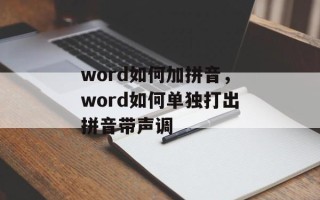 word如何加拼音，word如何单独打出拼音带声调