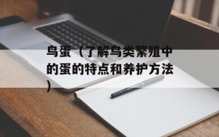 鸟蛋（了解鸟类繁殖中的蛋的特点和养护方法）